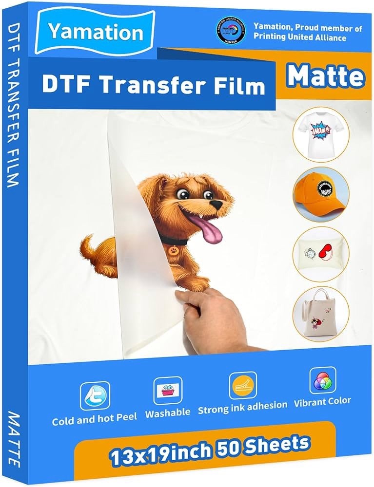 DTF Transfer Film: 13×19 Inch 50 Sheets Premium Double-Sided Matte for T-Shirt