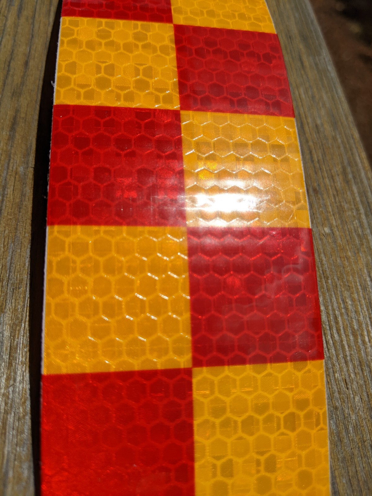 Red Yellow Checker Honeycomb Crystal Lattice Reflective Tape 1 strip 8″ x 2″
