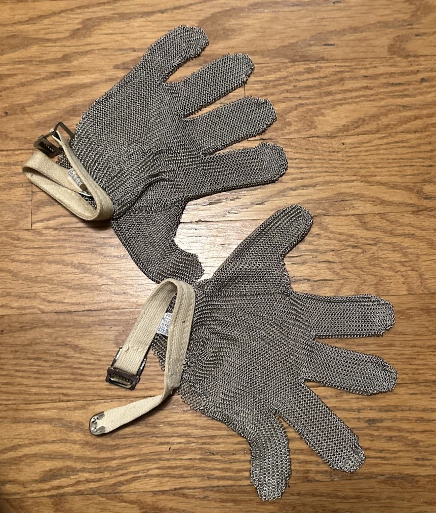 Vintage Stainless Steel Whiting & Davis Safety Cut Proof Glove – Pair Of Gloves
