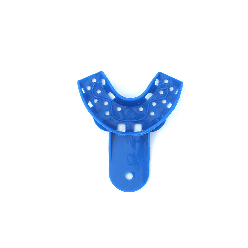 2PCS Dental Impression Trays Blue Plastic Perforated Set Upper / Lower S/M/L/XL