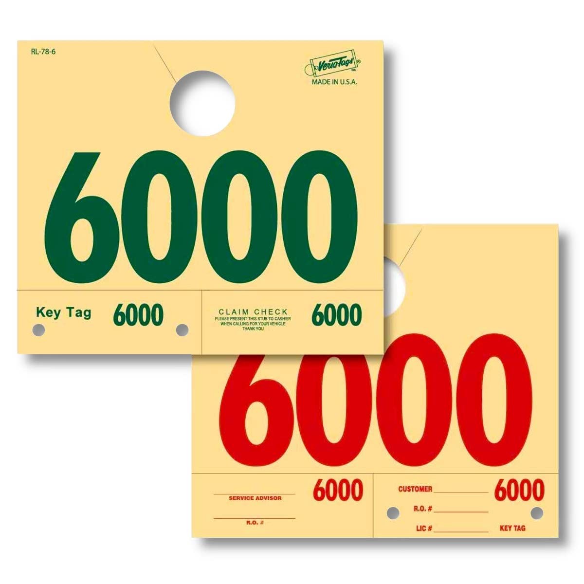 1000 Automotive Service Dispatch Numbers Mirror Hang Tags Numbered 6000-6999 …