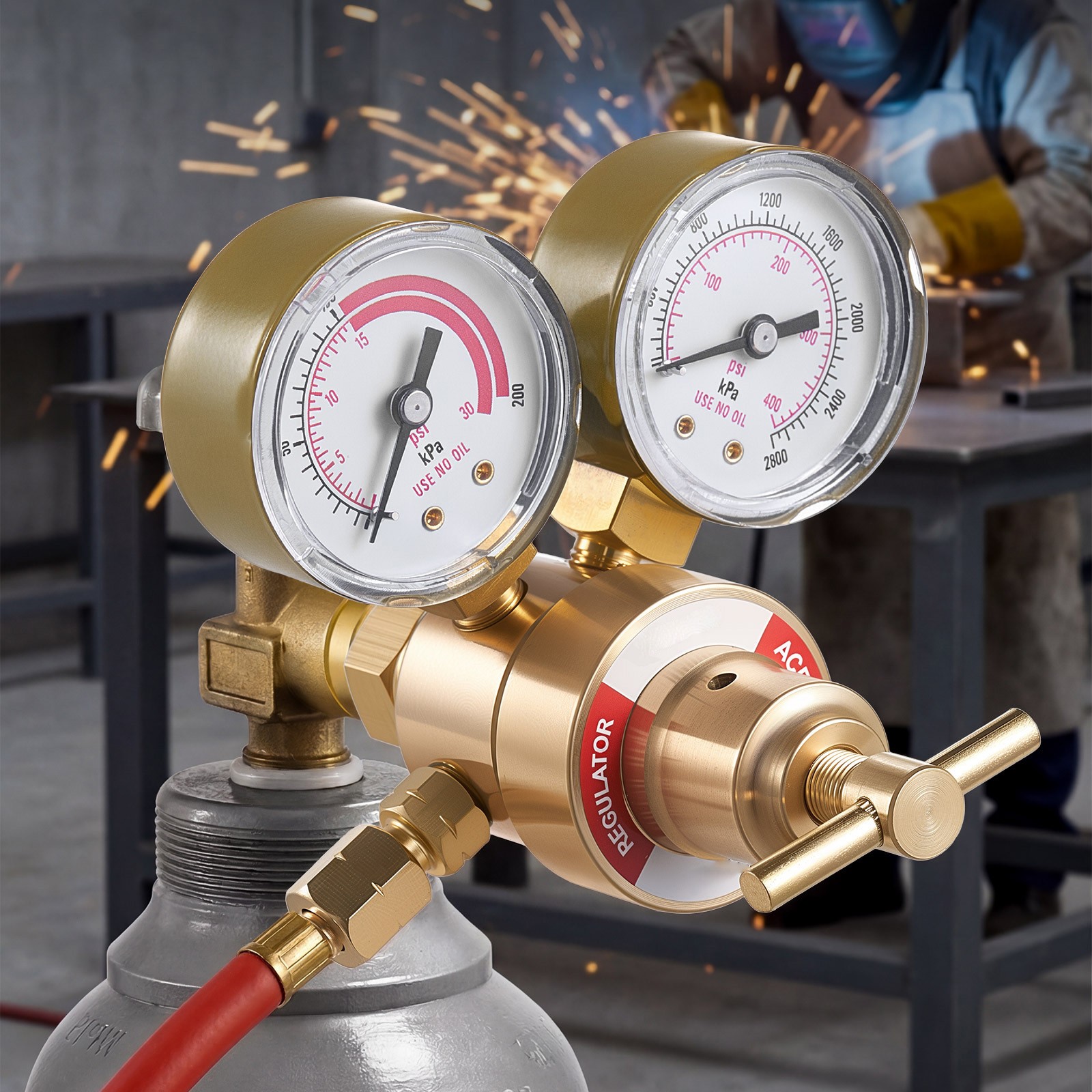 Uimoso Oxygen Acetylene Regulator Set with 0-4000PSI and 0-400PSI Gas Gauges
