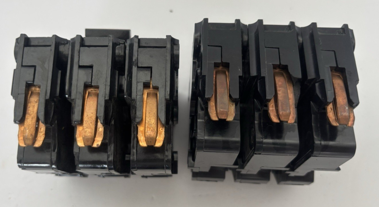 Lot of 3 FPE Circuit Breakers- Two – 20 Amp 3 Pole Stab-Lok & One- 50 Amp 2 Pole