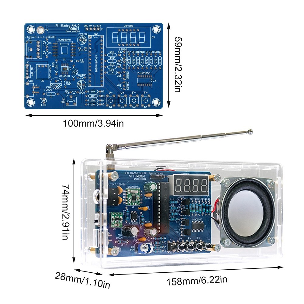 Digital FM Radio DIY Electronic Kits Soldering Practice Learning Kit 87.5-108MHz