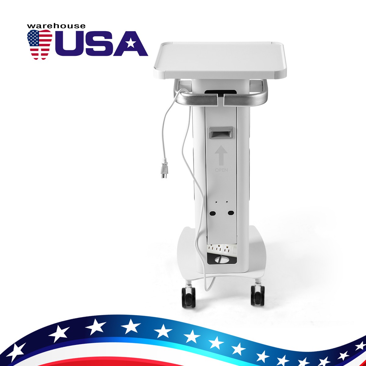 Dental Multi-Function Cart Trolley Mobile Workstation with Plug Outlet & Storage