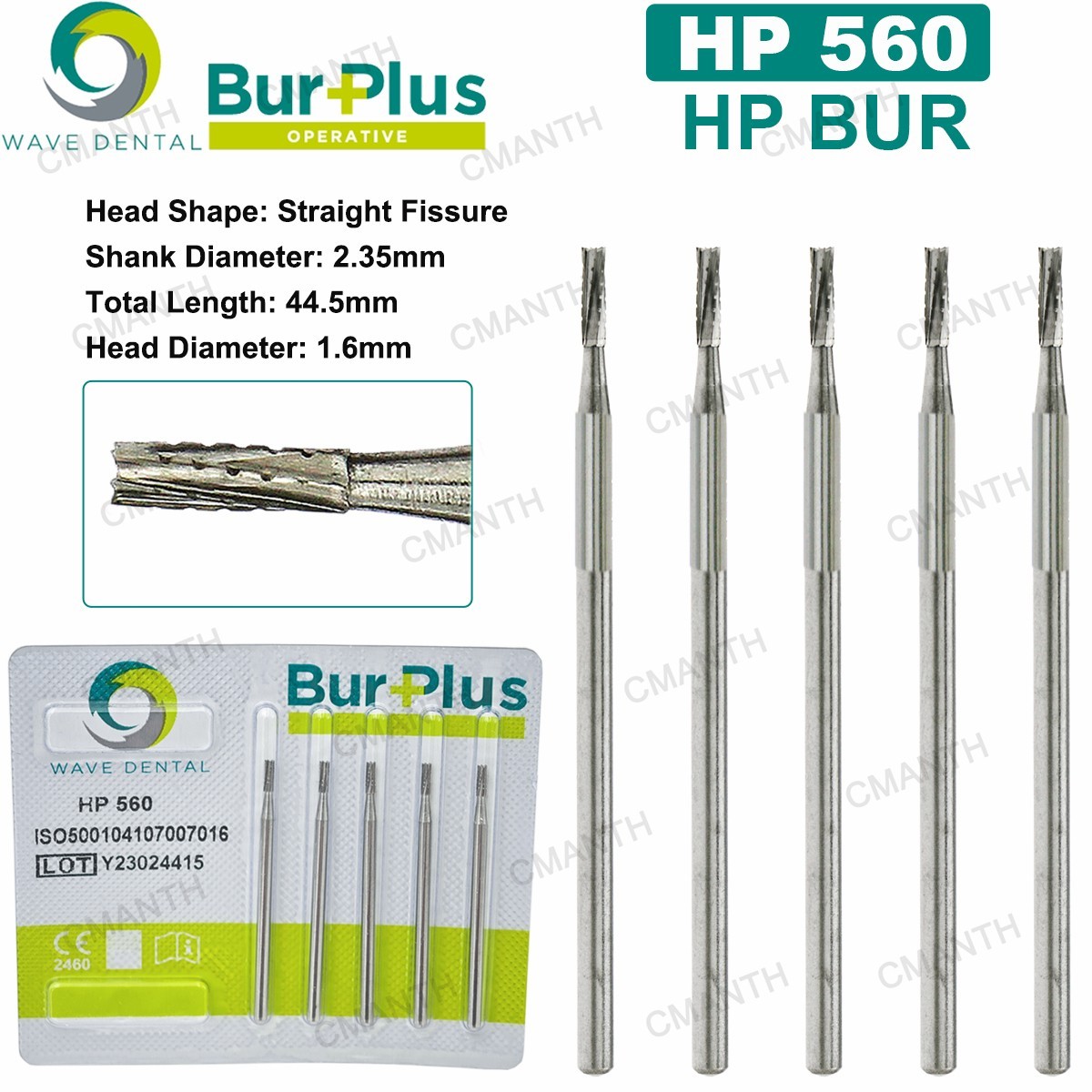 US WAVE Dental Surgical Burs Tungsten Carbide Bur Round HP 44.5mm For Slow Speed