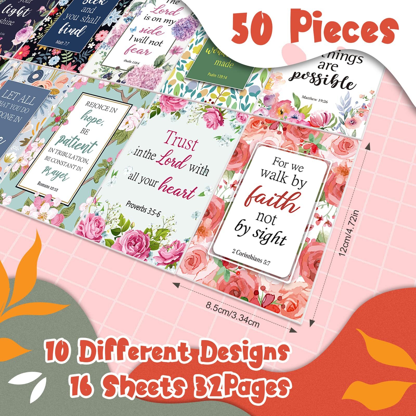 50 Pcs Small Christian Journals Religious Notepads Bible Verse Notebooks