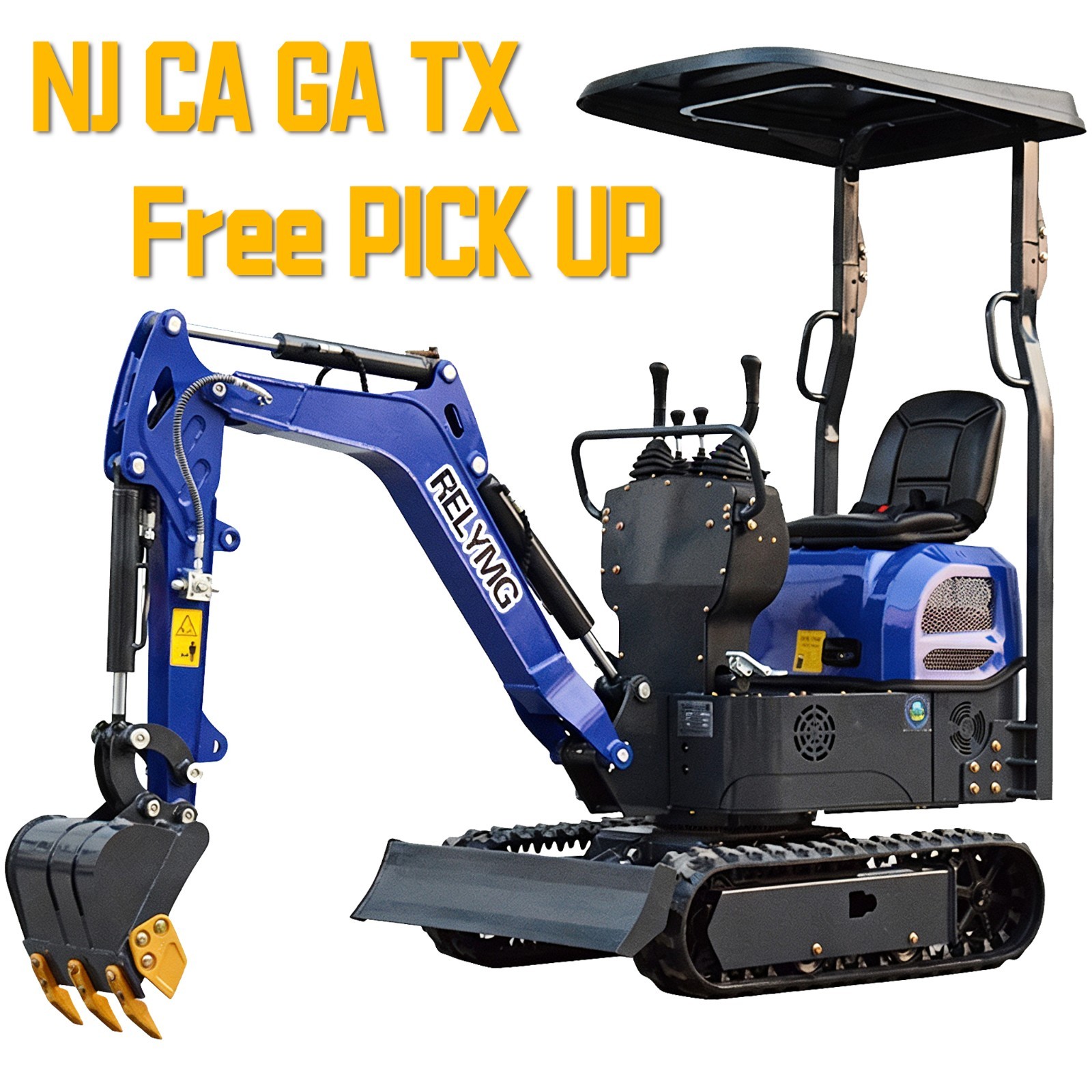 NJ CA GA TX Free PICK UP 1 Ton Mini Excavator Mini Digger 13.5hp Gas EPA Engine