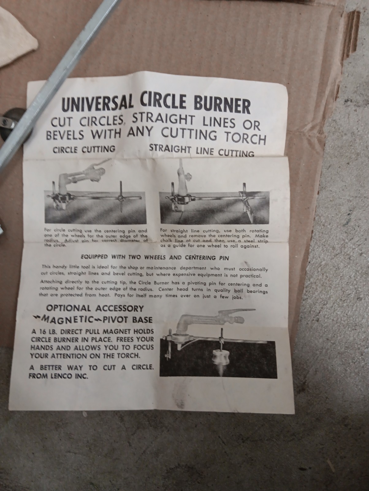 Lenco Universal Circle Burner Vtg Model Cb-20 With Box Manual Acetelyn Torch
