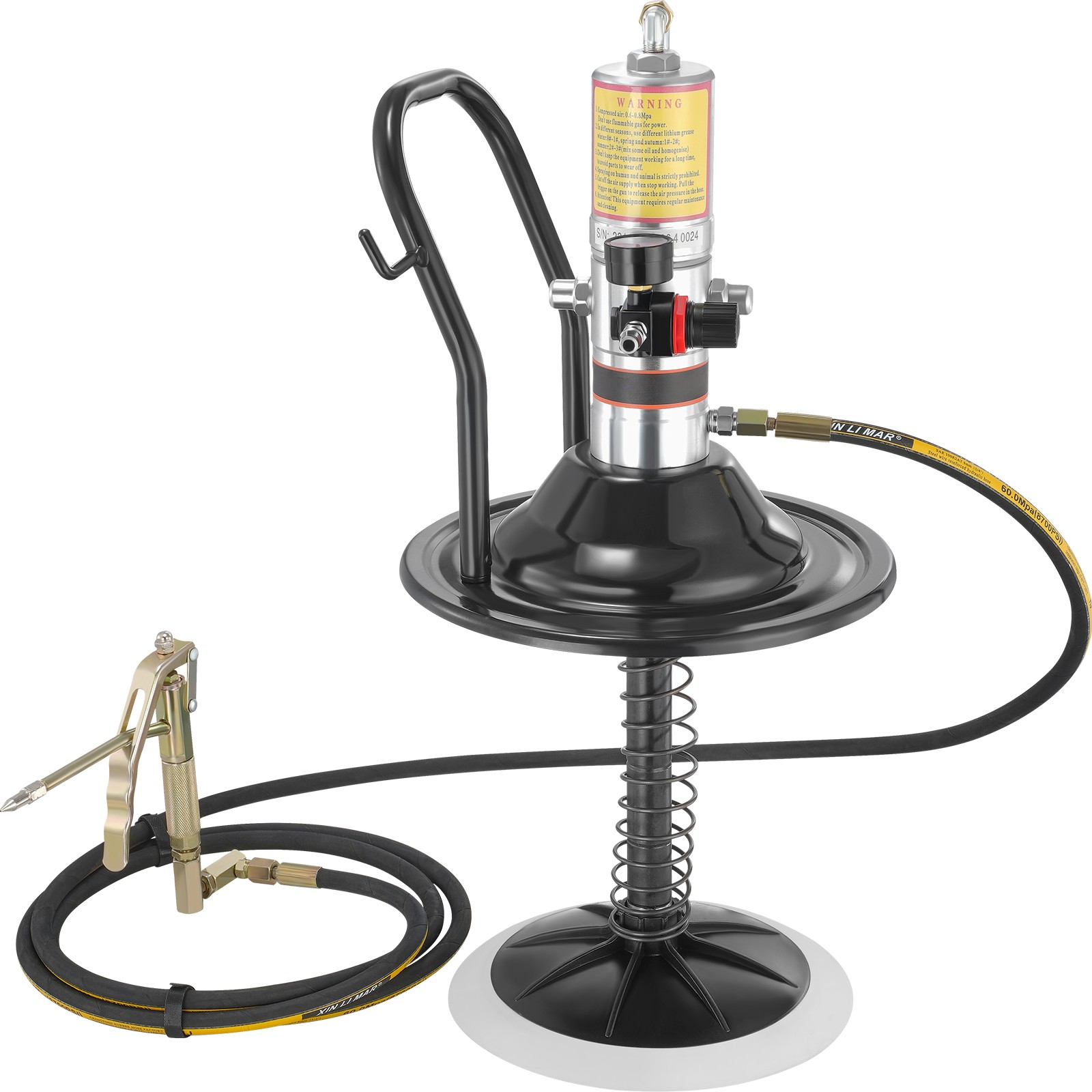 VEVOR Grease Pump Air Operated Grease Pump 0.6-0.8Mpa 13 ft Hose with Barrel Cap