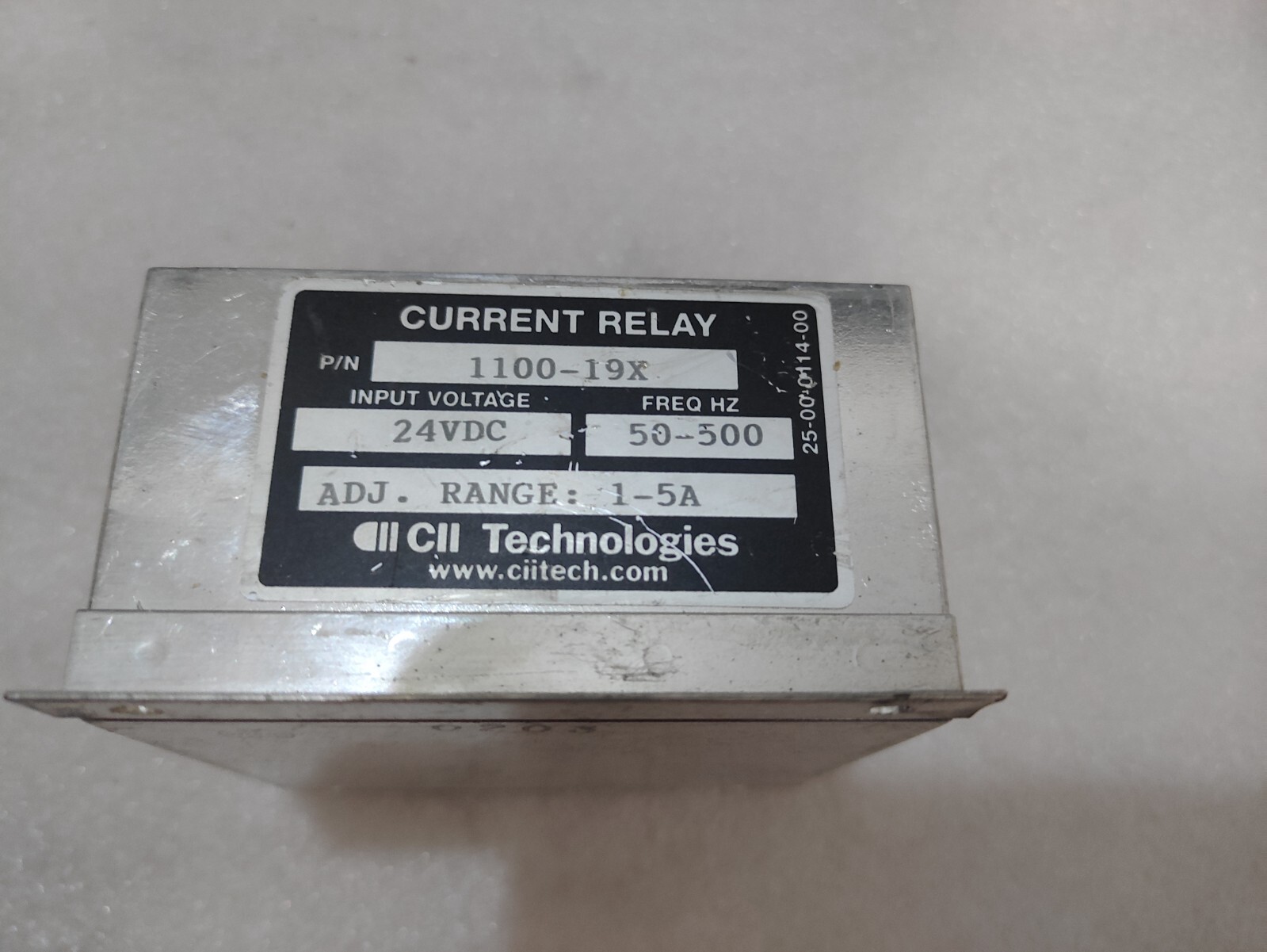 Wilmar Currant Relay 1100-19X, 24 Volt DC, 50-500 Hz, 1-5 Amp Adjustable