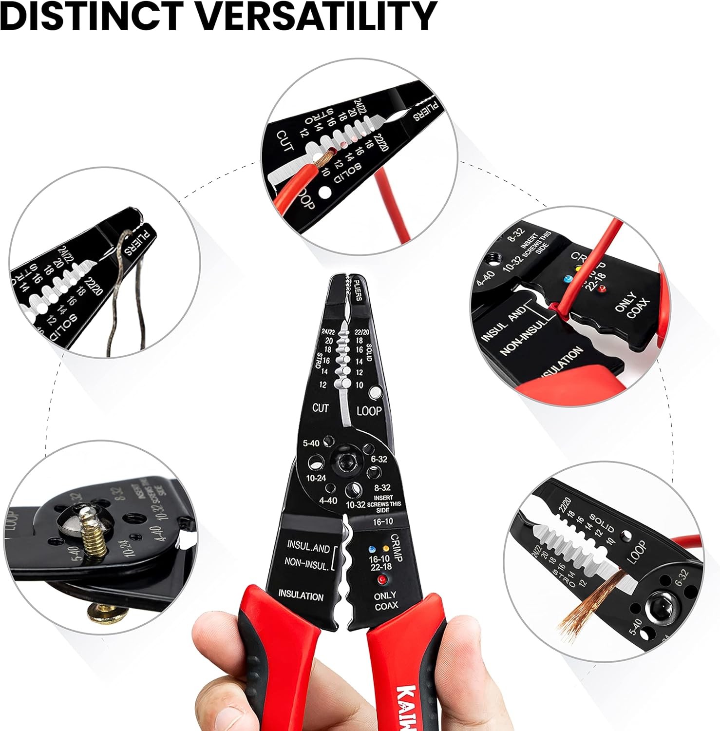 KAIWEETS Wire Stripper 10-22 AWG Splicer Cable Red and Black