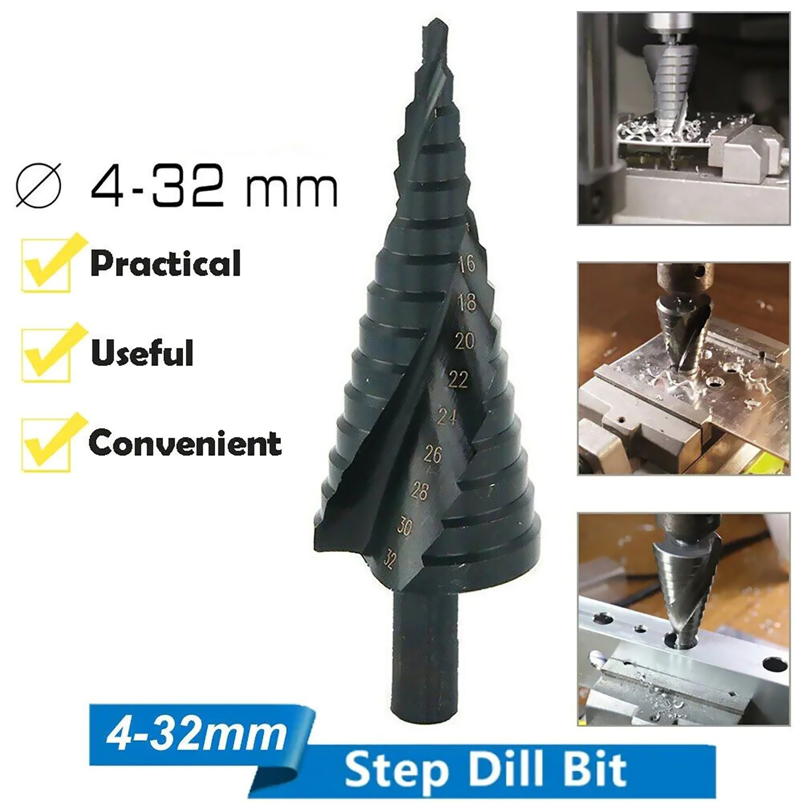 3Pcs/Set HSS Step Drill Bit Set Large Cone Titanium Bit Metal Hole Cutter