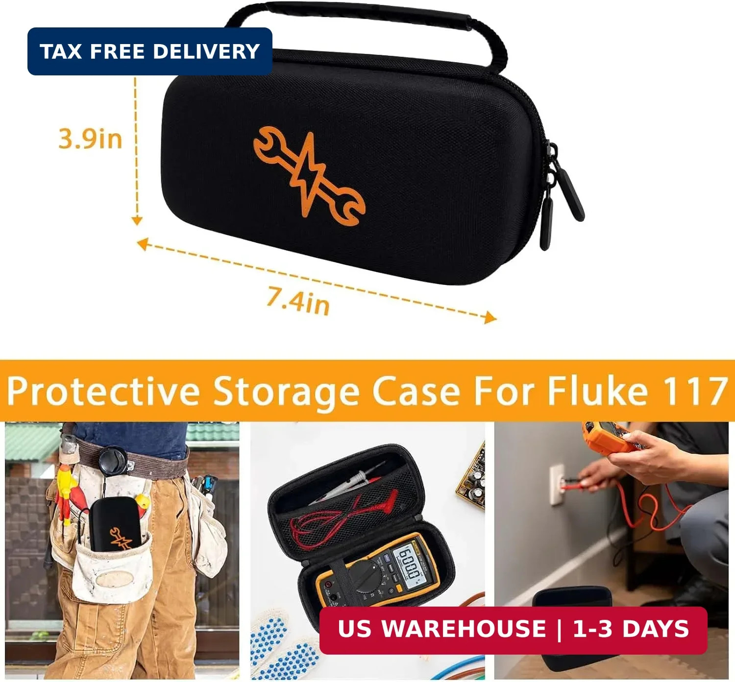 Klawdsky Hard Case for Fluke 117/115/116/114, Carrying Digital Multimeters Case,