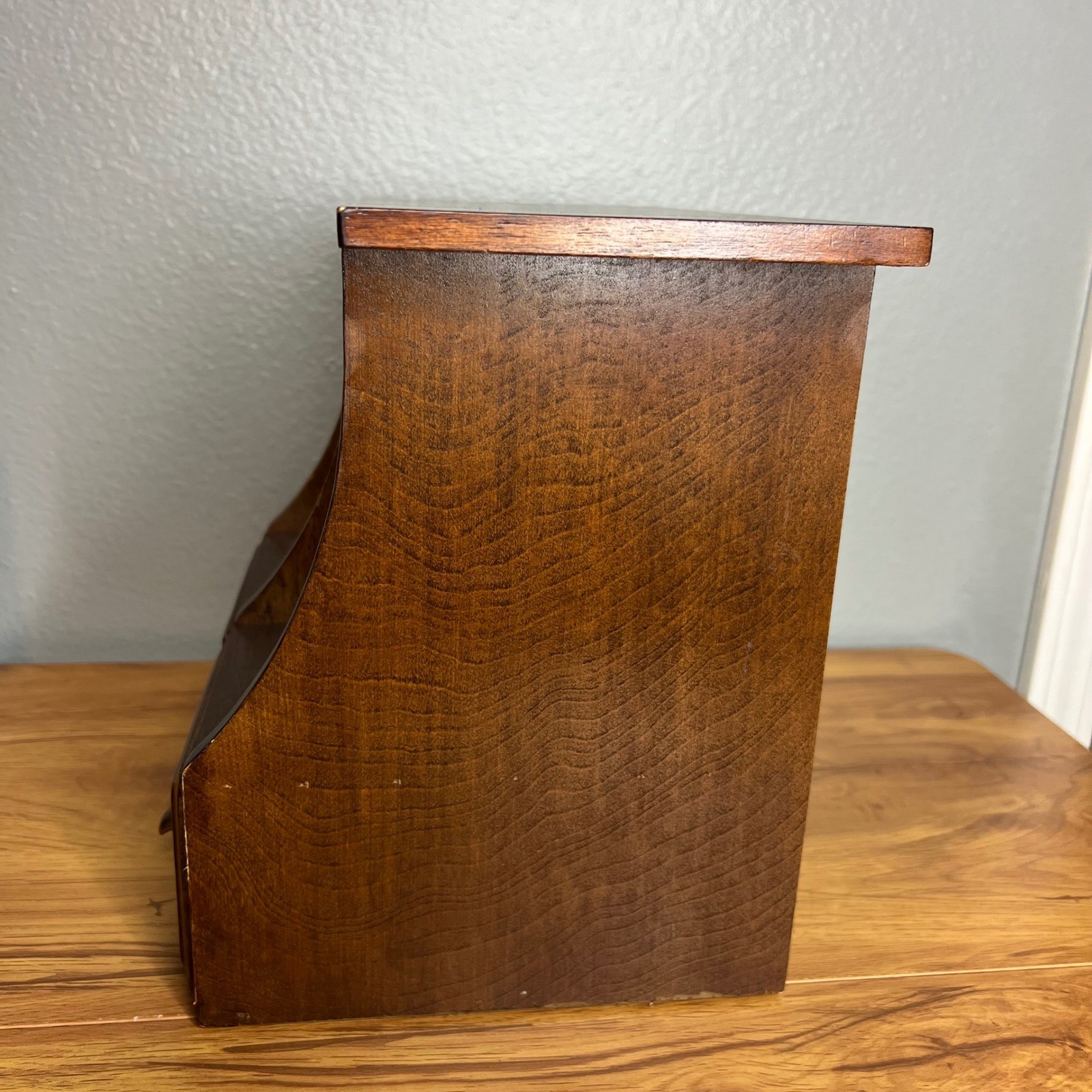 Vintage 2 Drawer Desktop Organizer w/ File Drawers Wooden Library Rustic 10.25″