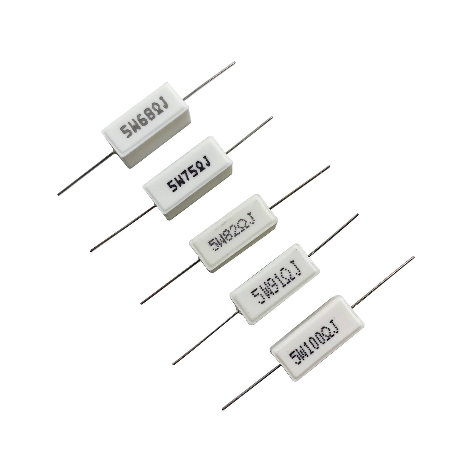 MOKMMKIT 30 Values 60 Pieces Ceramic Cement Resistor KIT 5W 0.01Ω-100Ω 60 PCS