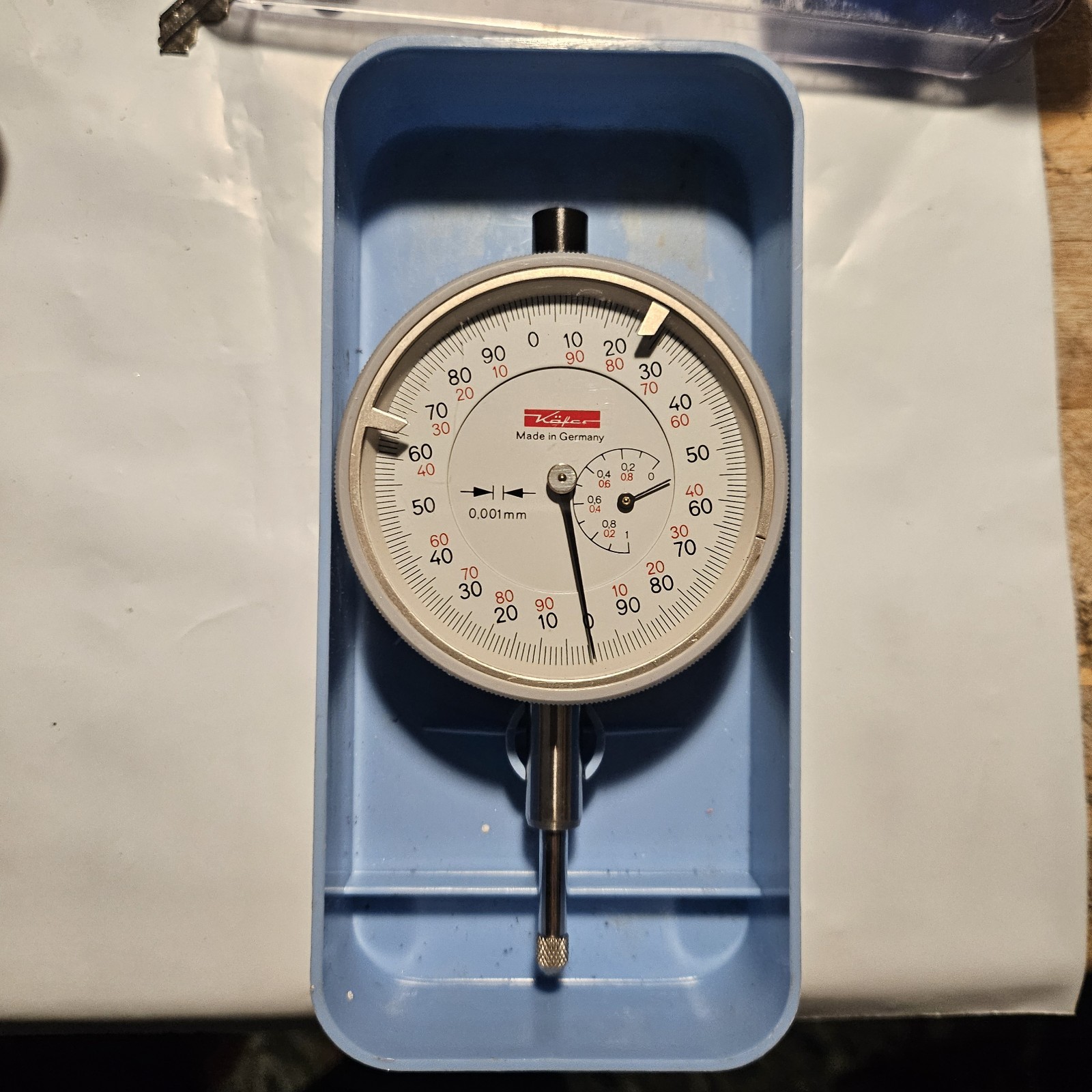 Kafer FM1000S 58 mm Bezel, 0.001 mm Reading, 8 h 6 Stem, Dial Indicator.