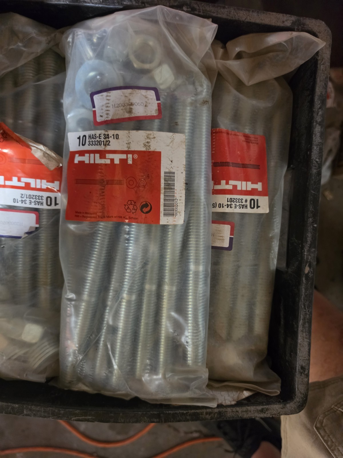 Hilti HAS-E Fully Threaded Rod Studs 3/4-10 x 10in Zinc Plated (10 Pack)