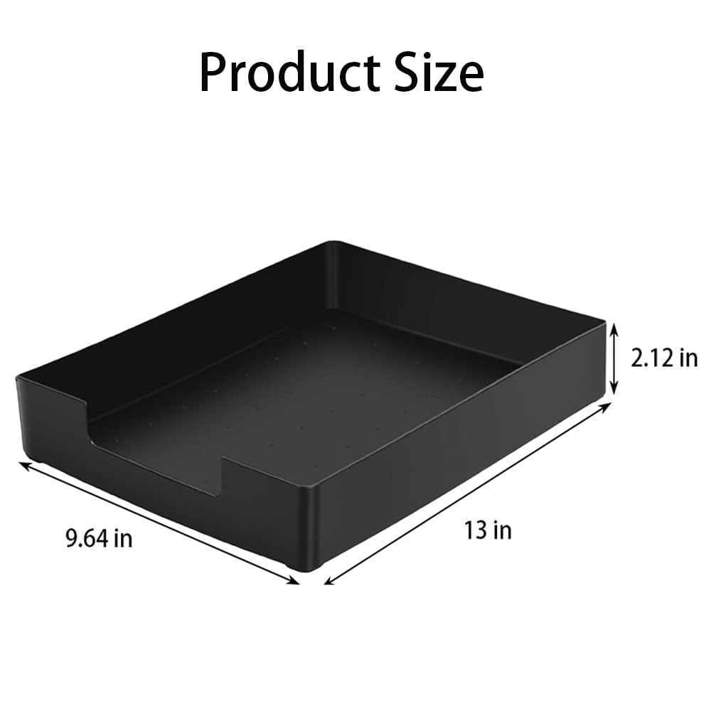 Letter Size Stackable Desk Drawer Organizer Tray, Plastic Paper Holder, Black