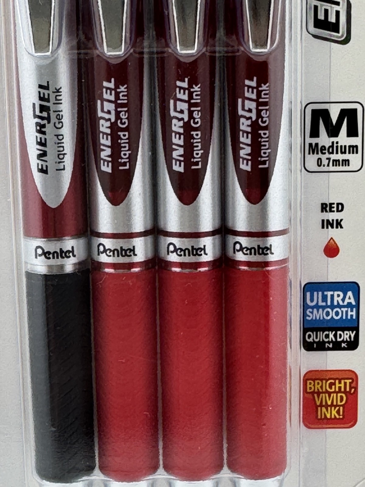 4 Pentel EnerGel RTX MEDIUM 0.7mm RED INK LIQUID GEL PENS 26572 3 + bonus