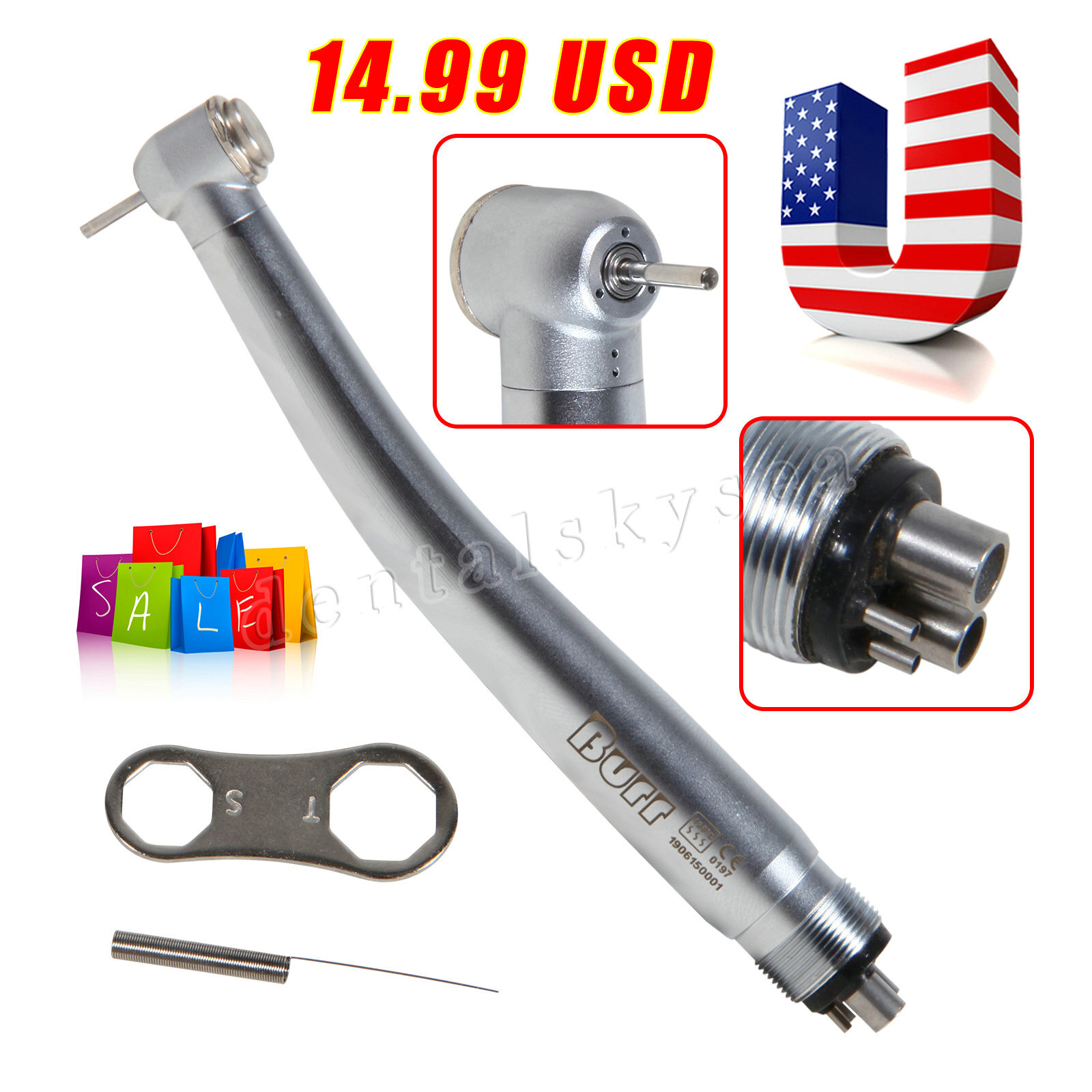10* Dental High Speed Push Button Turbine Handpiece 4Holes Fit NSK Pana Max U3BM