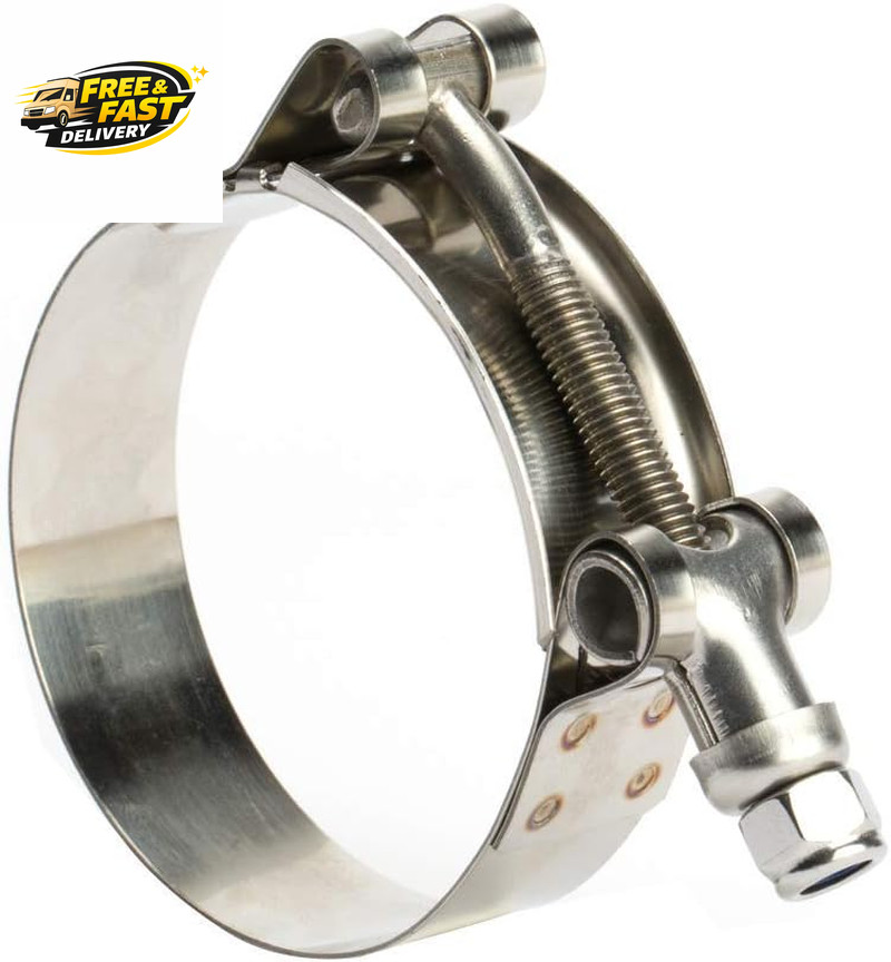 2 Pack 3.25 Inch Stainless Steel T-Bolt Hose Clamps, Clamp Range 89-97Mm for 3.2