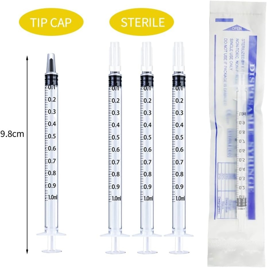 NIB! 50 Ct. 1 ML Factory Sealed Individually Wrapped Oral Syringes With Caps