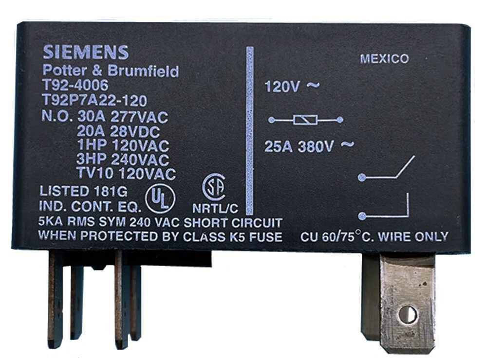 Tyco T92P7A22-120 120VAC 30A Power Relay 6 Pins DPST-NO