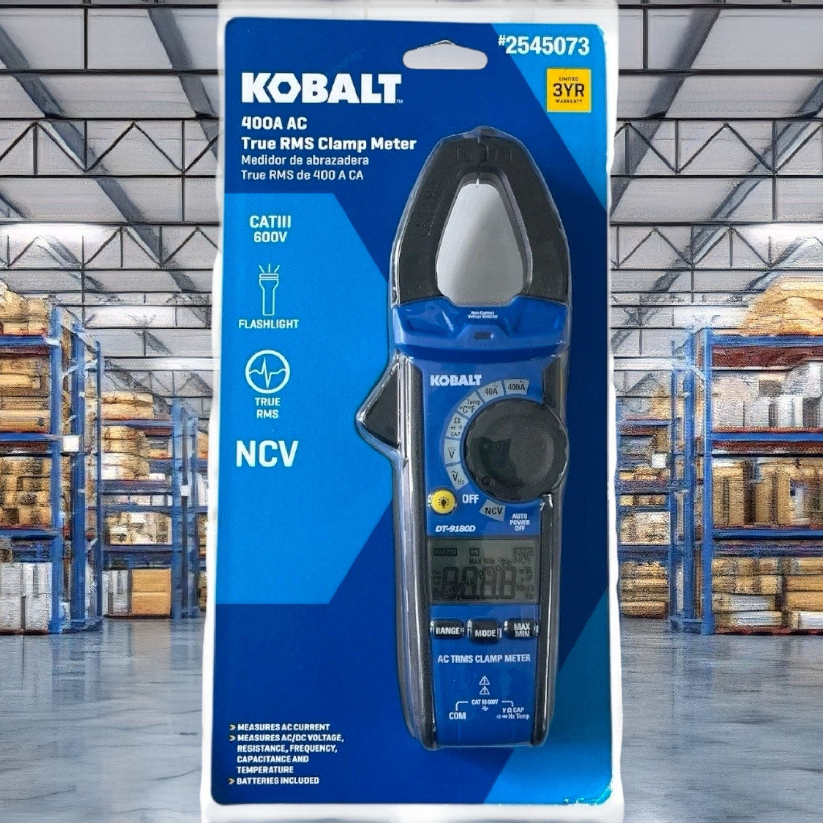 KobaltDigital Display Clamp Meter Multimeter 400 Amp 600V Volt