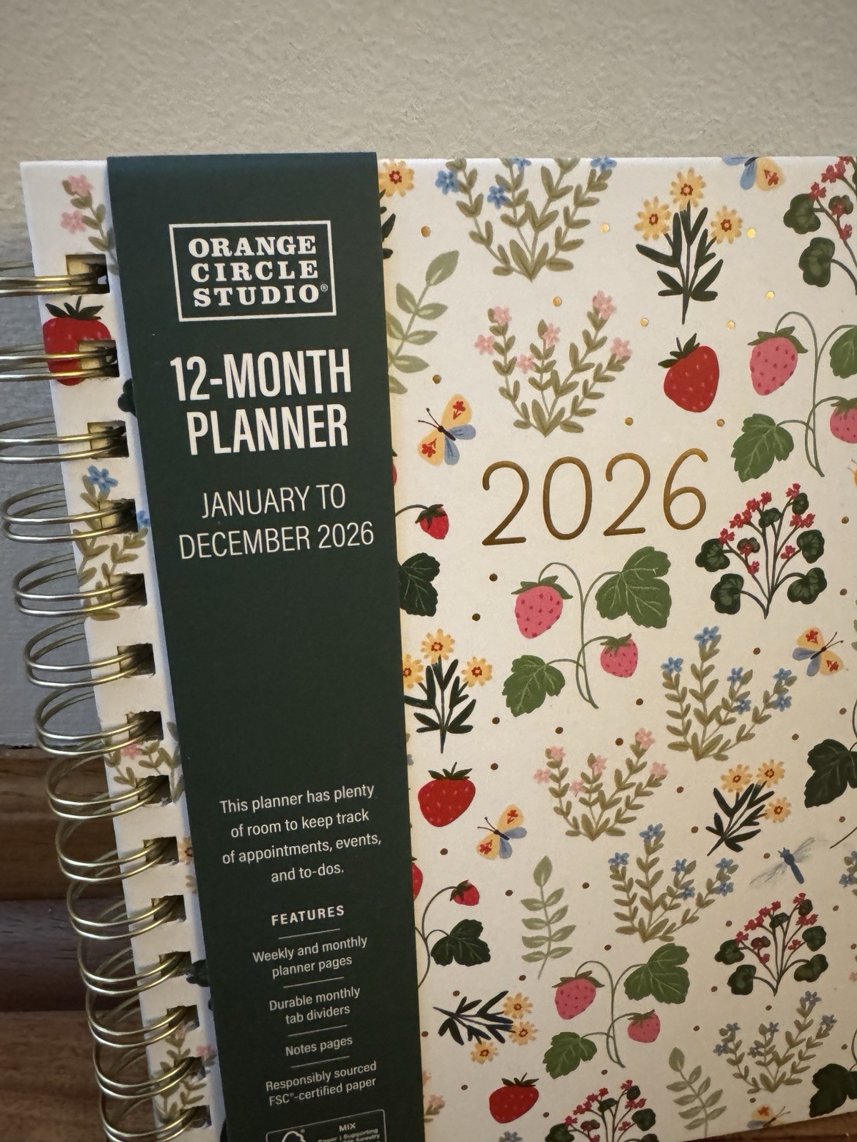 2026 Monthly Planner 17 mo. Planner Orange Circle Studio FLOWERS MARKET 8×7”