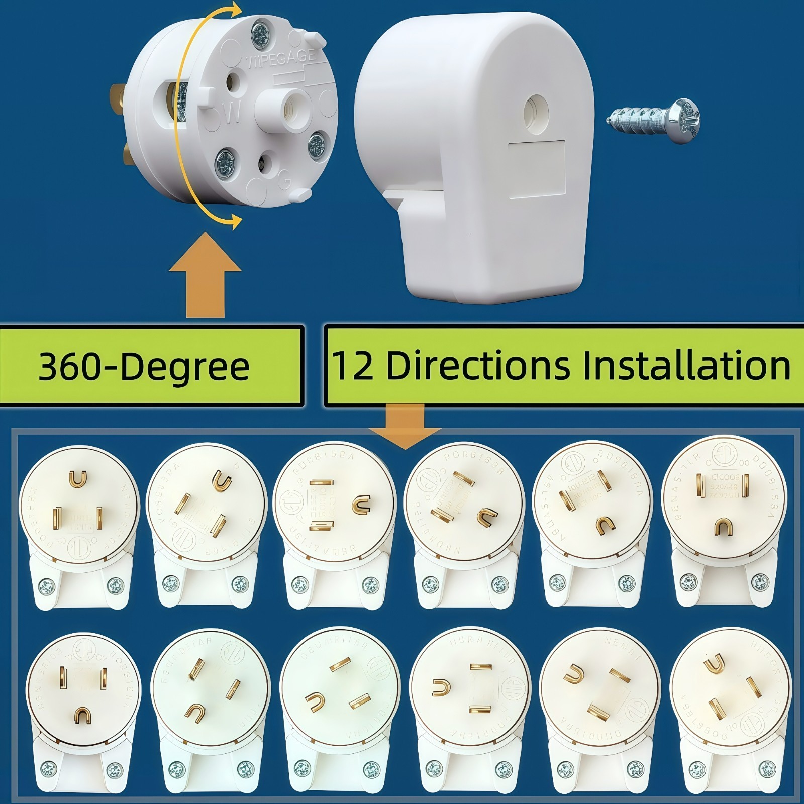 USA Canada 90 Degree Male Plug Nema 5-15P 3 Pole Angle DIY, 15A 125V ETL Listed