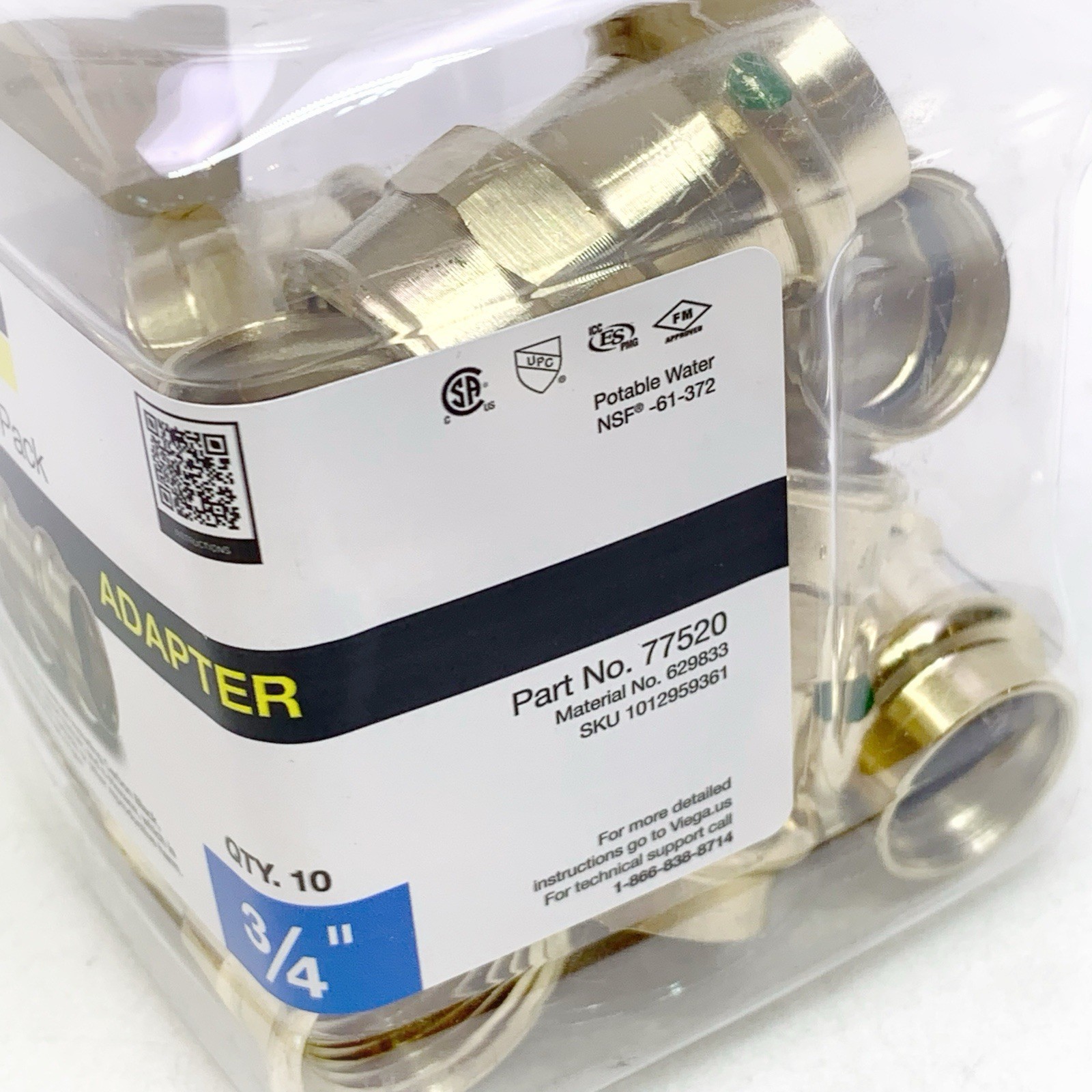 Pack Of 10 Viega ProPress Brass Adapter 3/4″ Press Fittings Female NPT NEW