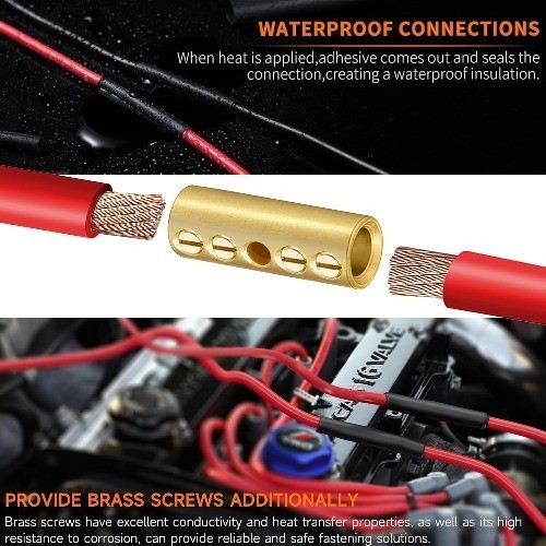 26 16 14 12 10 8 6 AWG Screw Sleeve Butt Splice Connectors Kit Brass Mechanical
