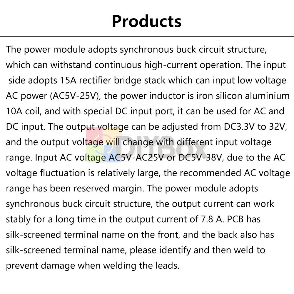 AC 5-25V/DC 8-38V To DC 3.3-32V Buck Power Module Adjustable Voltage Regulator