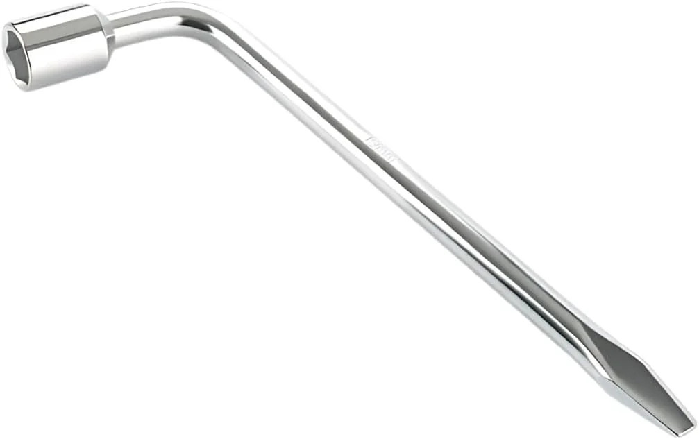 19mm Car Spare Tire Lug Wrench, L-Type Heavy Duty Steel Tire Replacement Tool wi
