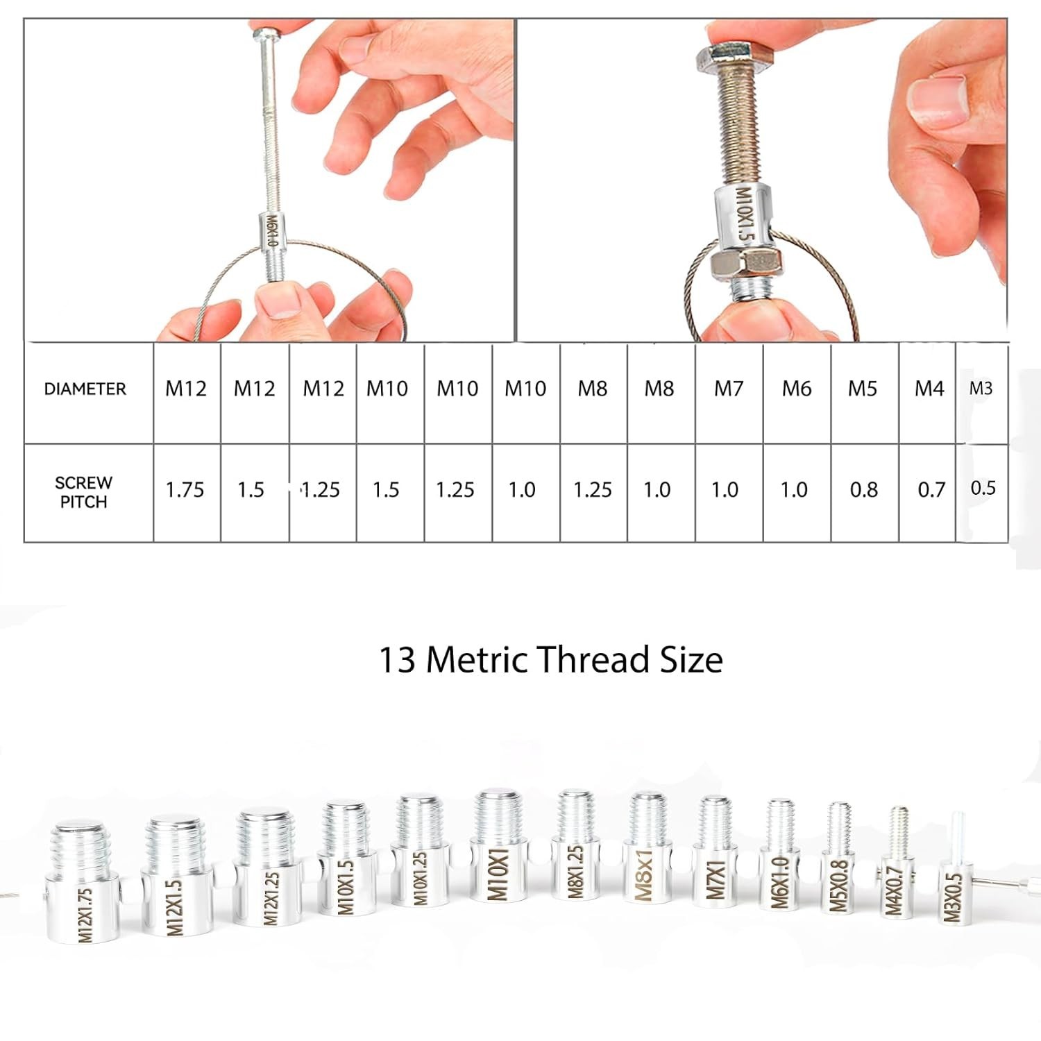 Nut and Bolt Thread Checker Inch & Metric Thread Gauge Nut and Bolt Size Gauge