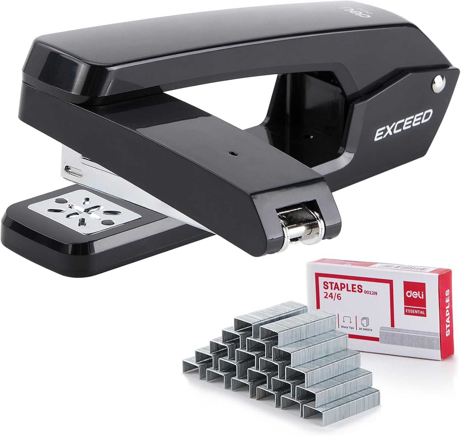 Deli/ Swing-Arm Swivel Stapler, 25 Sheets Capacity, 360 Degree Rotate