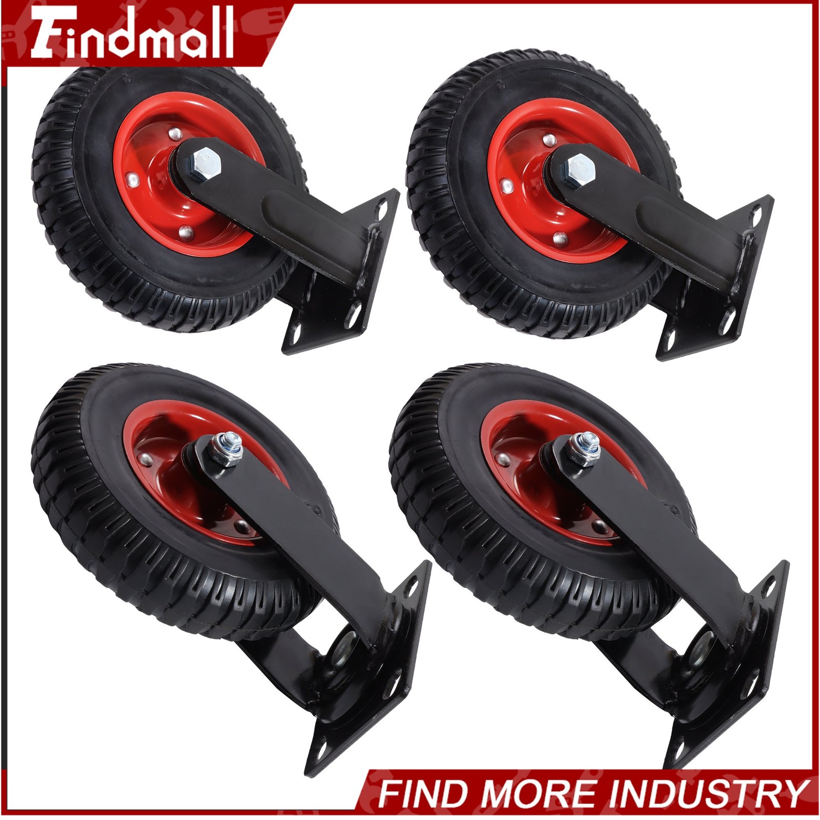 Findmall 4Pcs 8 Inch Heavy Duty Rubber Caster Wheels (2 Swivel & 2 Fixed)