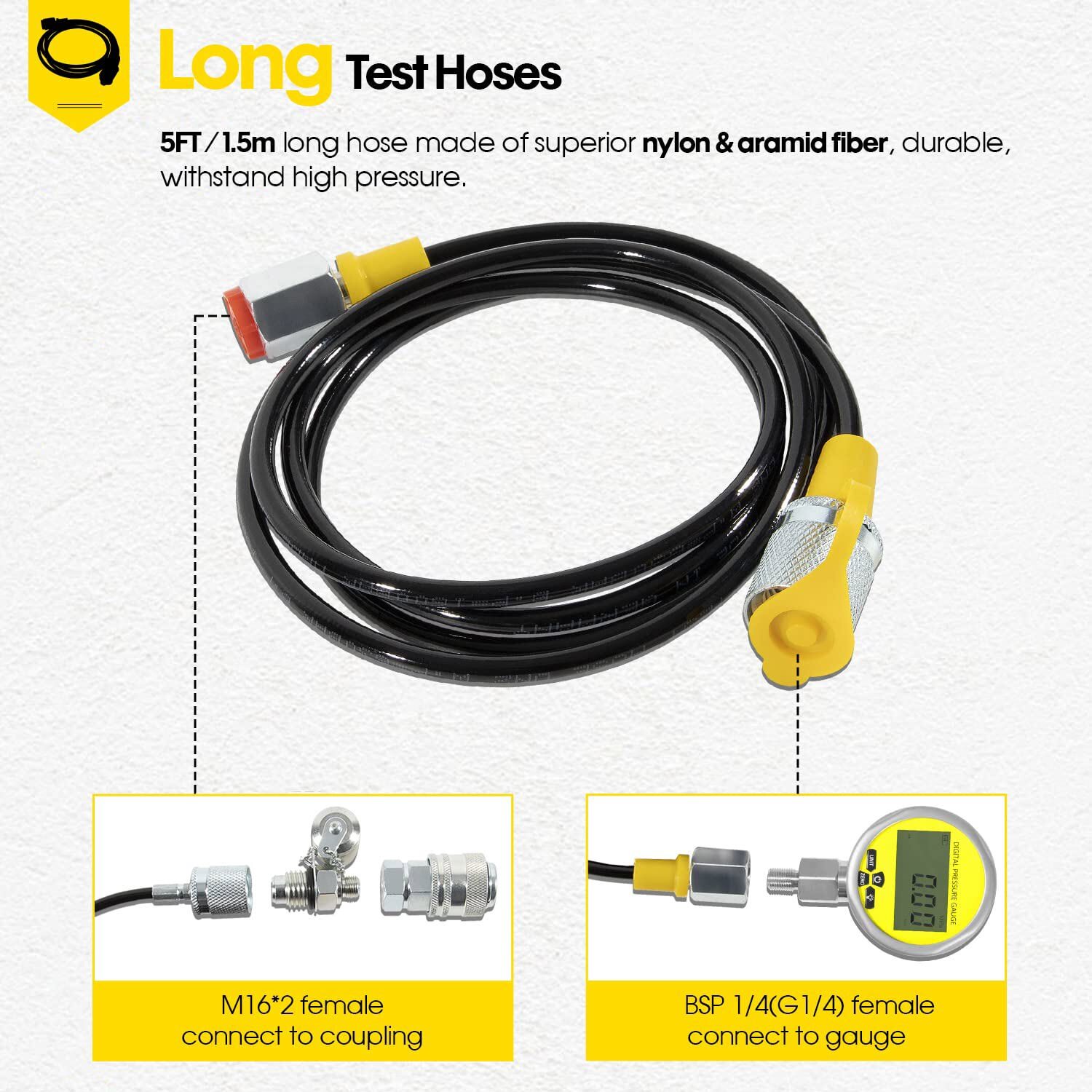 10000PSI Digital Hydraulic Pressure Test Coupling Kit 700BAR/70Mpa Fit Excavator