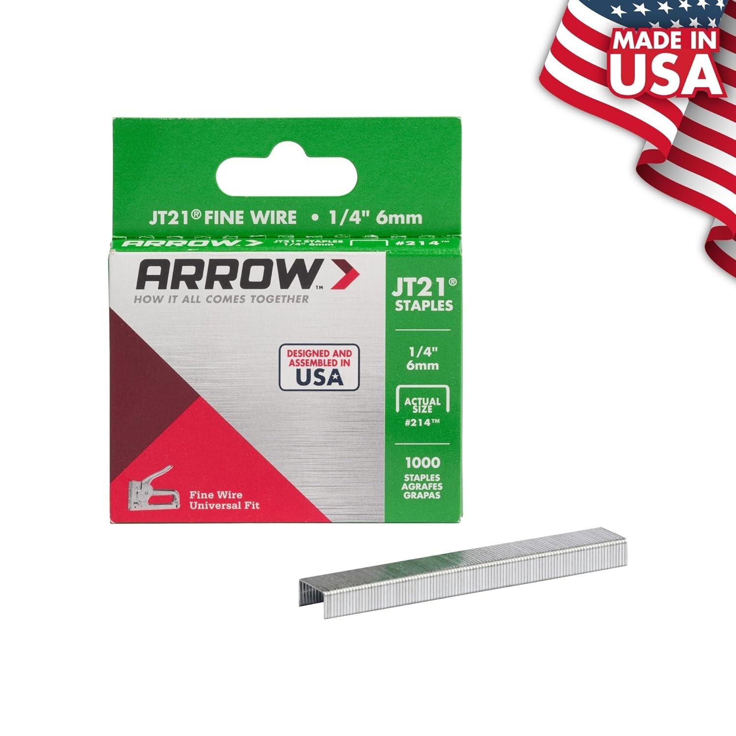 1/4-Inch Arrow JT21 Staples for Crafting & Upholstery – 1000 High-Quality Pieces