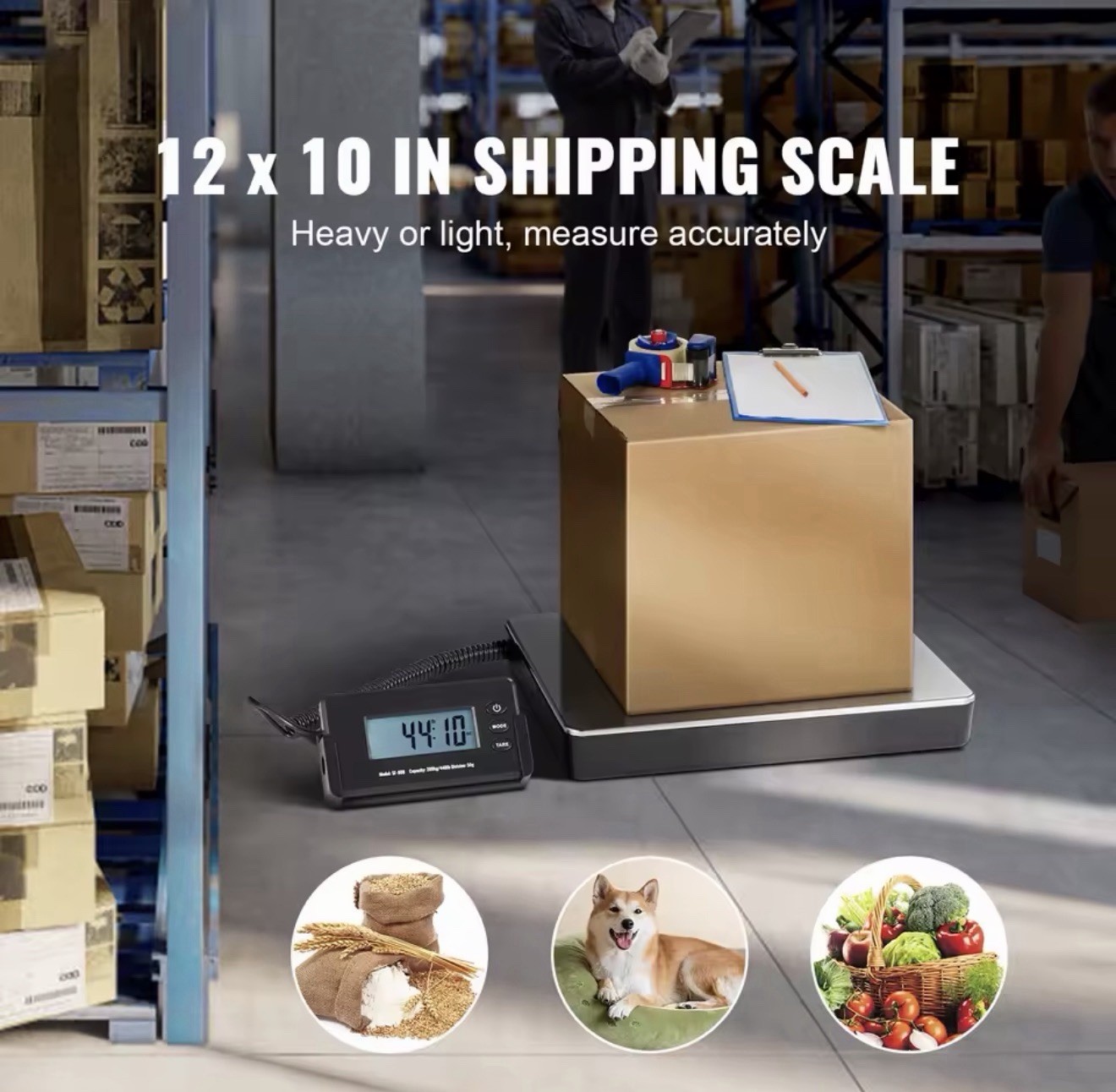 SF-808 Digital Shipping Scale AC/DC Powered Backlit Display Tare Multi Units