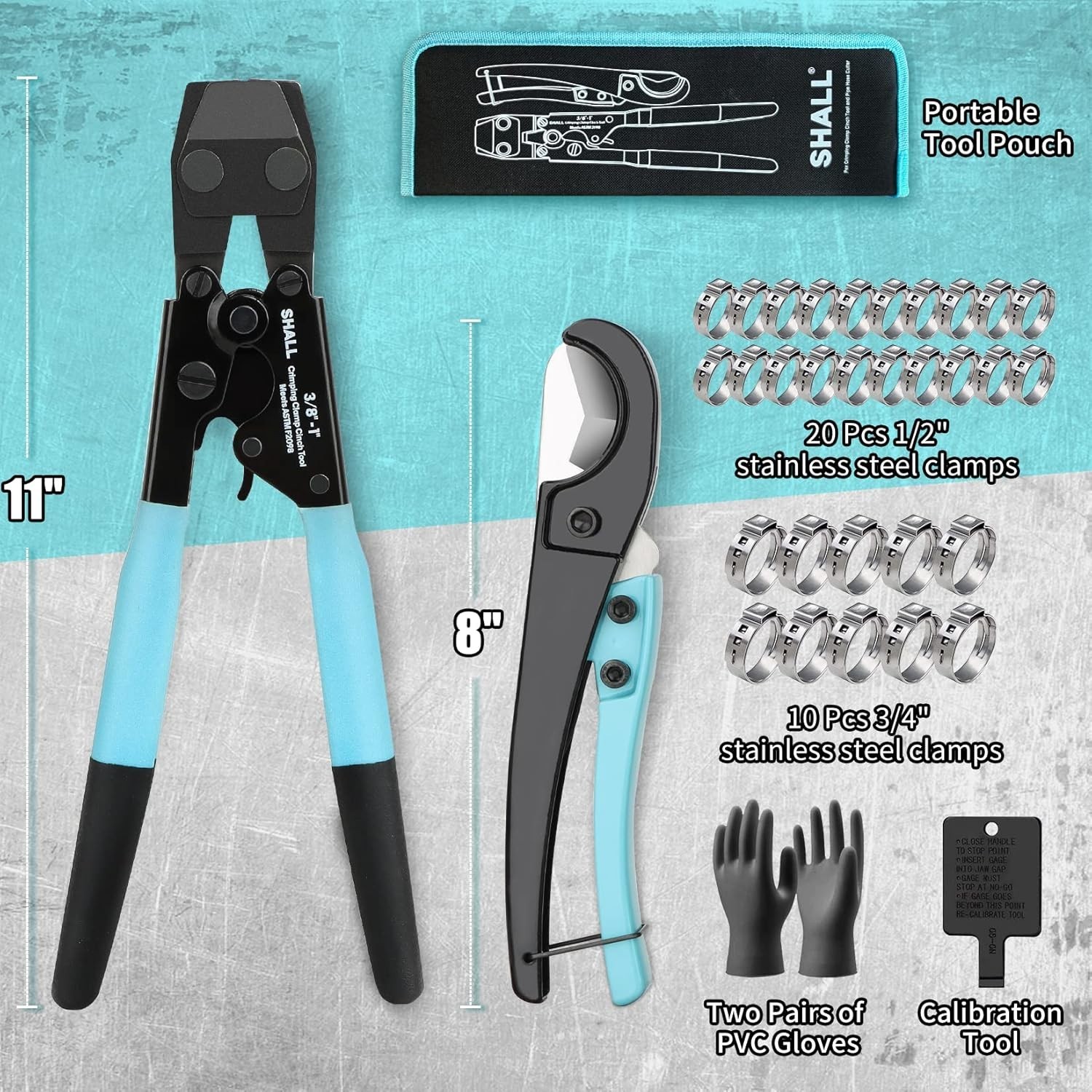 Complete Pex Crimping Tool Kit with Hose Cutter & Clamps – ASTM F2098 Compliant
