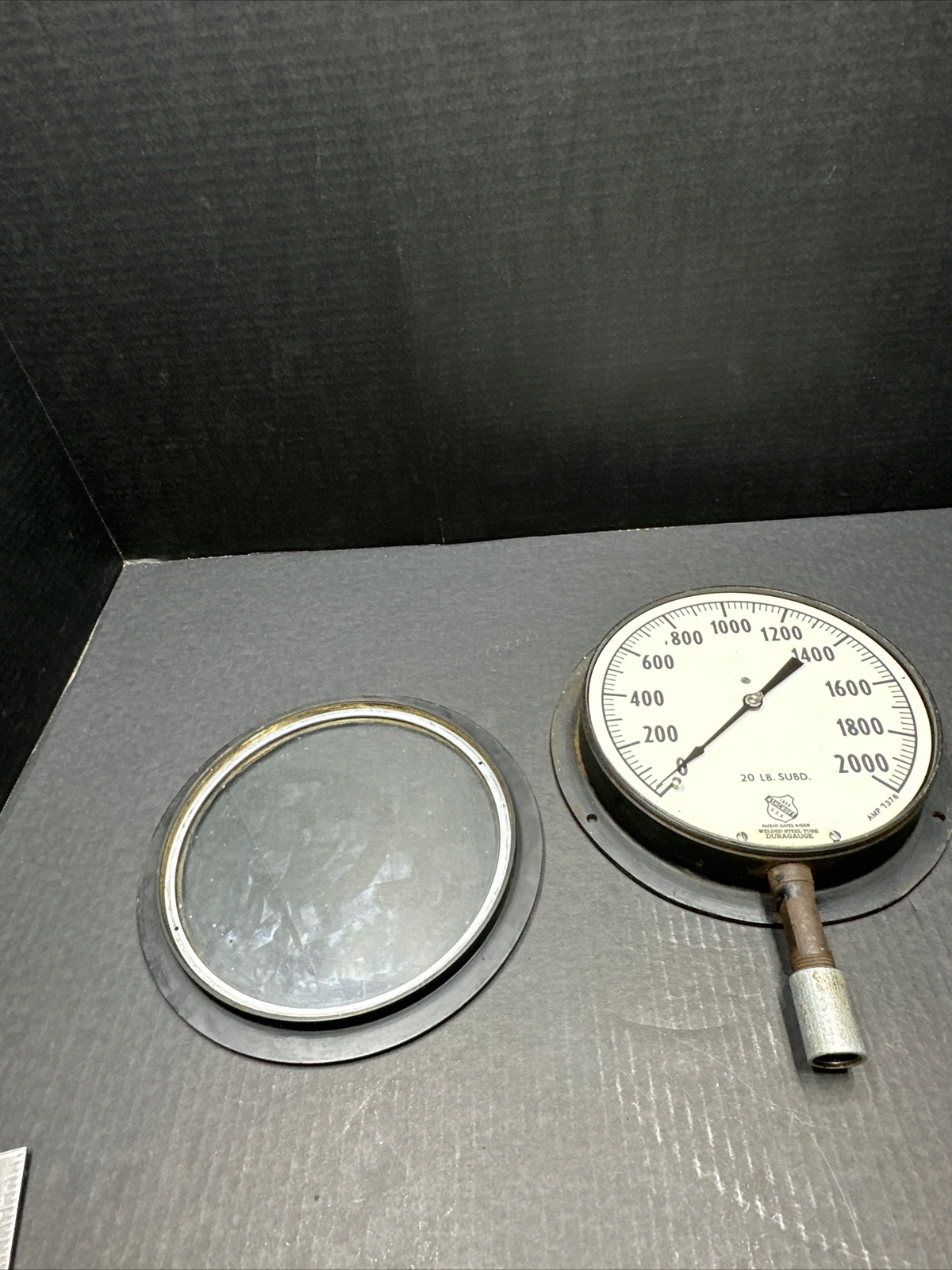 VINTAGE ASHCROFT GAUGE 20LB SUBD. AMP 7376 Welded Steel Tube DURAGAUGE