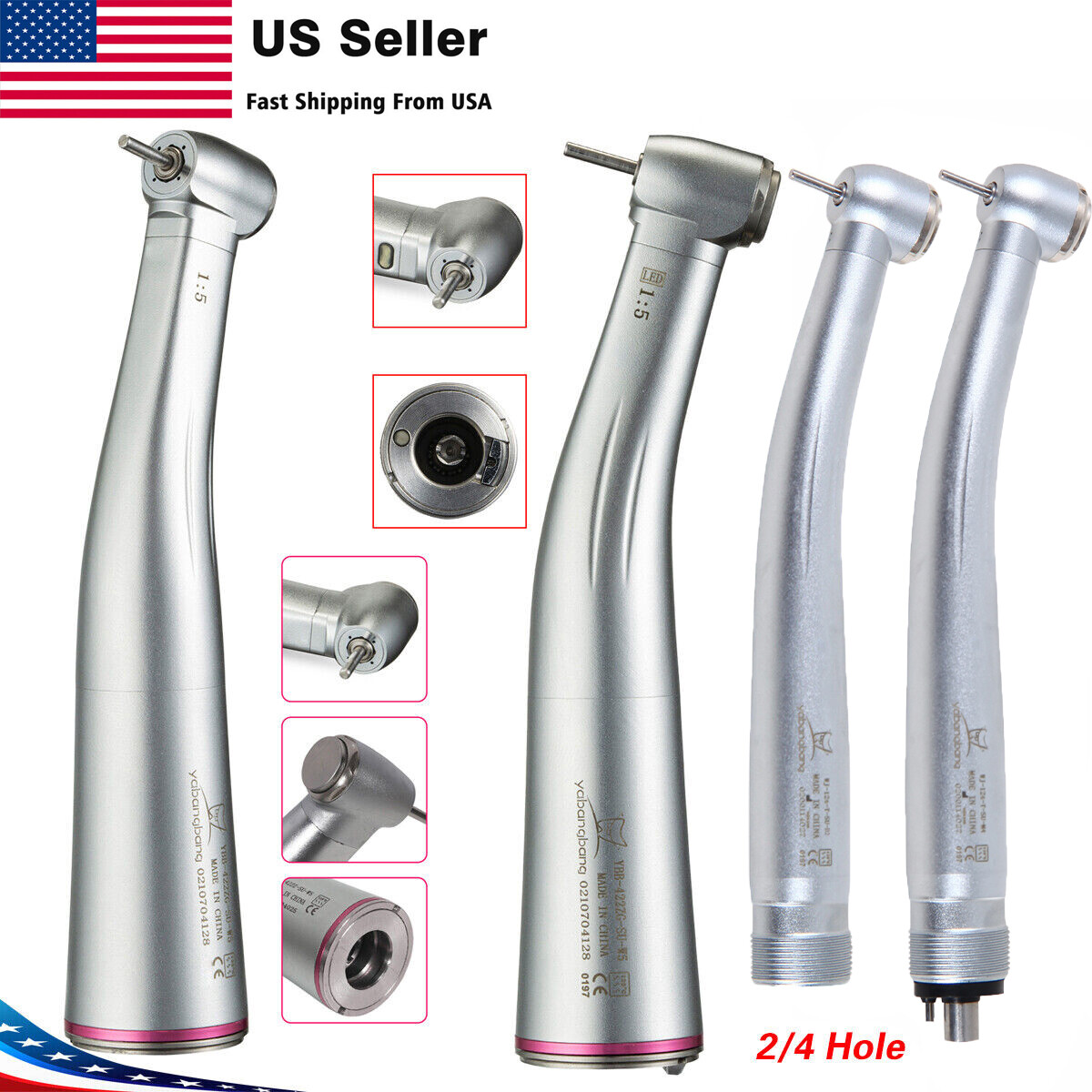 Yabangbang Dental High Speed Handpiece /1:5 Increasing Electric Contra Angle USA