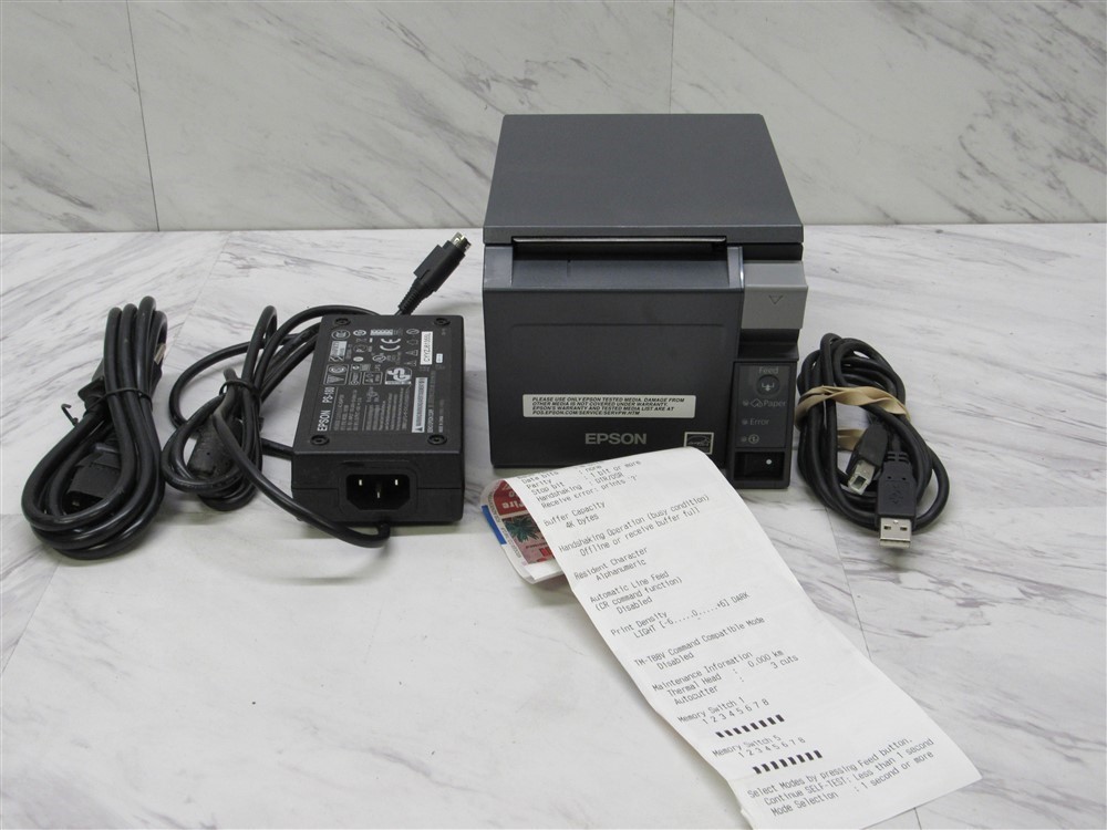 EPSON TM-T70II POS THERMAL RECEIPT PRINTER M296A w/ USB + PWR SUPPLY