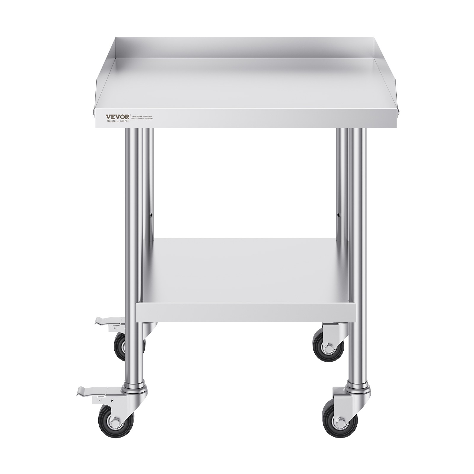 VEVOR Stainless Steel Work Table 24″x24″ Commercial Food Prep Table W/ 4 Casters
