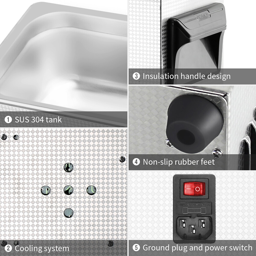 AIPOI Stainless Steel Industry Ultrasonic Cleaner 3.2L Heated Heater w/Timer