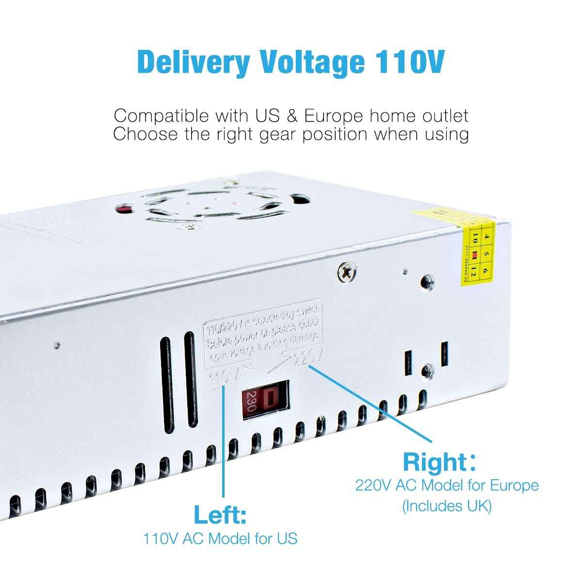 12V 50A 600W Universal Power Supply AC 110V/220V to DC 12V Regulated Switching