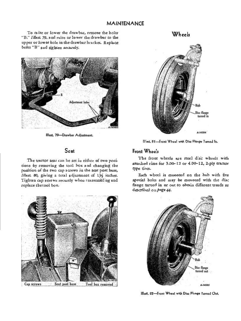 Operator Instruct Maint Manual Fits McCormick Farmall Cub 4-Cyl 1600 RPM 1949
