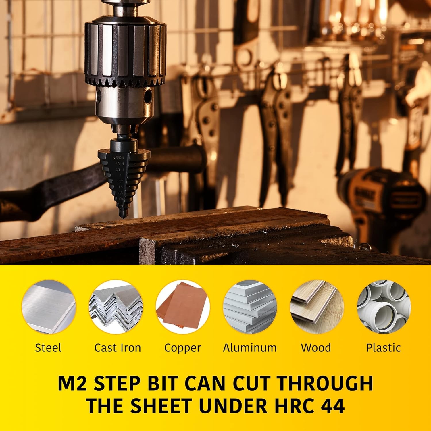10 Sizes Step Drill Bit for Metal Sheet, 1/4 to 1-3/8 Inches High Speed…